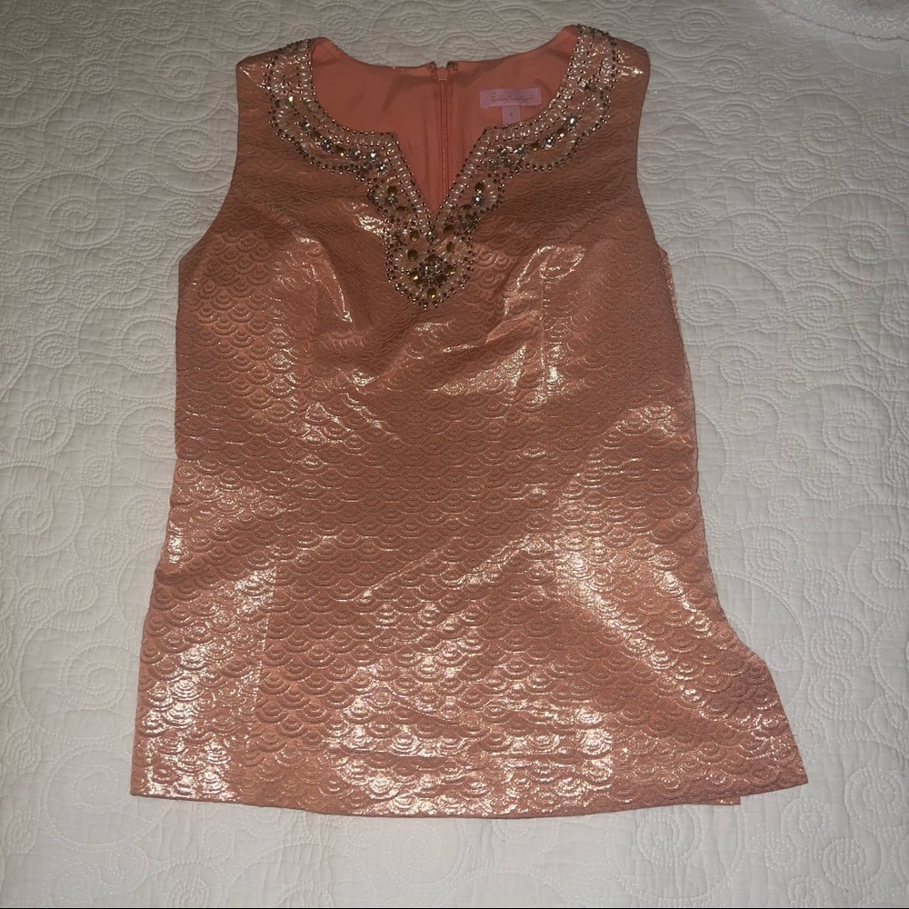 Lilly Pulitzer Gold Coral Blouse Size 0